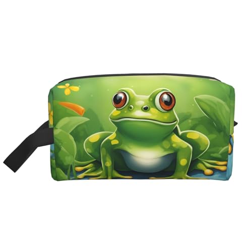 Kosmetiktasche für Damen, Motiv: Cartoon-Frosch, kleine Make-up-Tasche für Geldbörse, Make-up-Tasche, Reise-Make-up-Tasche mit Reißverschluss, Cartoon Frosch, Einheitsgröße von MDATT