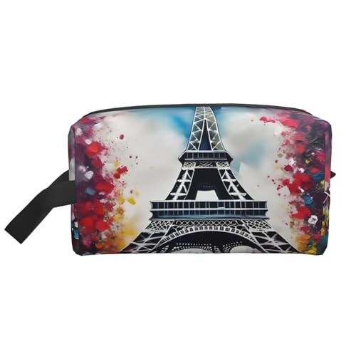 Kosmetiktasche für Damen, Motiv: Eiffelturm, Paris, kleine Make-up-Tasche für Geldbörse, Make-up-Tasche, Reise-Make-up-Tasche mit Reißverschluss, Motiv: Eiffelturm, Paris, Einheitsgröße, Eiffelturm von MDATT