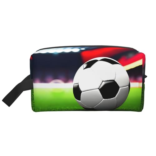 Kosmetiktasche für Damen, Motiv: Fußball, Sportball, kleine Make-up-Tasche für Geldbörse, Make-up-Tasche, Reise-Make-up-Tasche mit Reißverschluss, Fußball-Sportball, Einheitsgröße von MDATT