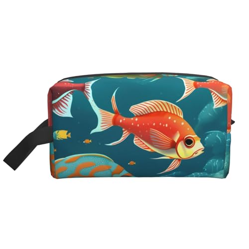 Kosmetiktasche für Damen, Motiv: Ozean, Unterwasserfisch, kleine Make-up-Tasche für Geldbörse, Make-up-Tasche, Reise-Make-up-Tasche mit Reißverschluss, Ozean-Unterwasserfisch, Einheitsgröße von MDATT