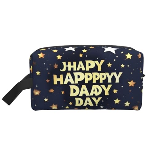 Kosmetiktasche für Damen, Motiv: Sterne und Happy Fathers Day, kleine Make-up-Tasche für Geldbörse, Make-up-Tasche, Reise-Make-up-Tasche mit Reißverschluss, Stars und Happy Fathers Day, Einheitsgröße von MDATT