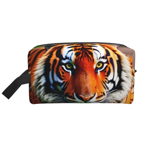 Kosmetiktasche für Damen, Motiv: Tigerstreifen, orangefarbenes Muster, kleine Make-up-Tasche für Geldbörse, Make-up-Tasche, Reise-Make-up-Tasche mit Reißverschluss, Tigerstreifen, orangefarbenes von MDATT