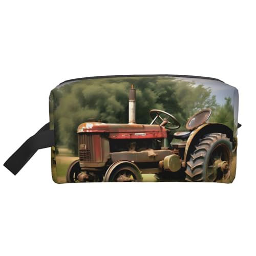 Kosmetiktasche für Damen, Motiv: alte Traktorfotos, Bauernhof, kleine Make-up-Tasche für Geldbörse, Make-up-Tasche, Reise-Make-up-Tasche mit Reißverschluss, Old Tractor Photoes Farm, Einheitsgröße von MDATT