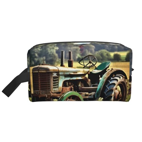 Kosmetiktasche für Damen, Motiv: alter Traktor, Foto, Bauernhof, kleine Make-up-Tasche für Geldbörse, Make-up-Tasche, Reise-Make-up-Tasche mit Reißverschluss, Old Tractor Photo Farm, Einheitsgröße von MDATT