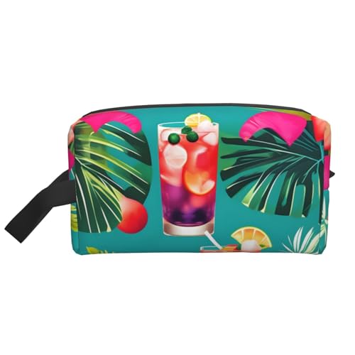 Kosmetiktasche für Damen, Motiv: tropische Cocktails, kleine Make-up-Tasche für Geldbörse, Make-up-Tasche, Reise-Make-up-Tasche mit Reißverschluss, Tropische Cocktails, Einheitsgröße von MDATT