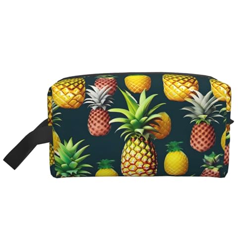 Kosmetiktasche für Damen, Motiv: tropische Früchte, Ananas, kleine Make-up-Tasche für Geldbörse, Make-up-Tasche, Reise-Make-up-Tasche mit Reißverschluss, Tropische Früchte, Ananas, Einheitsgröße von MDATT