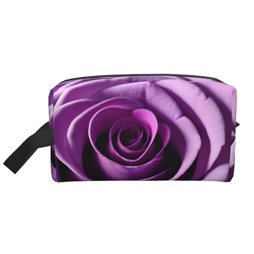 Kosmetiktasche für Damen, kleine Make-up-Tasche für Geldbörse, Make-up-Tasche, Reise-Make-up-Tasche mit Reißverschluss, Lila, Purple Rose, Einheitsgröße von MDATT