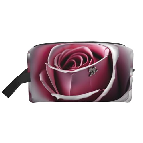 Kosmetiktasche für Damen, kleine Make-up-Tasche für Geldbörse, Make-up-Tasche, Reise-Make-up-Tasche mit Reißverschluss, Rosa, Rosa Rose Nahaufnahme, Einheitsgröße von MDATT