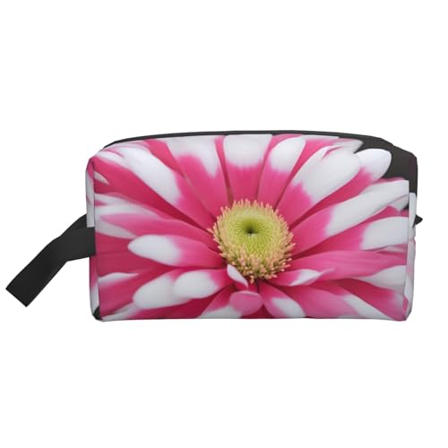 Kosmetiktasche für Damen, kleine Make-up-Tasche für Geldbörse, Make-up-Tasche, Reise-Make-up-Tasche mit Reißverschluss, Rosa und Weiß, Rosa und weiße Blume, Einheitsgröße von MDATT