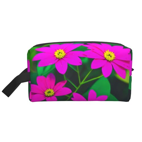 Kosmetiktasche mit Blumenblättern, für Damen, kleine Make-up-Tasche für Geldbörse, Make-up-Tasche, Reise-Make-up-Tasche mit Reißverschluss, Violett / Rot, Blütenblätter, lila, rot, Blume 2, von MDATT