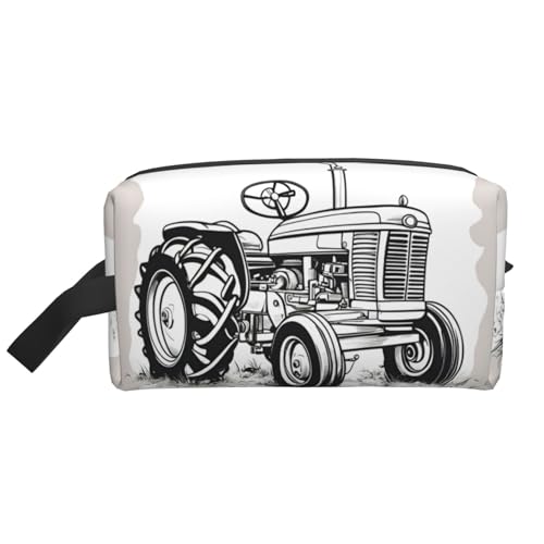 Kosmetiktasche mit Cartoon-Traktor für Damen, kleine Make-up-Tasche für Geldbörse, Make-up-Tasche, Reise-Make-up-Tasche mit Reißverschluss, Cartoon-Traktor, Einheitsgröße von MDATT