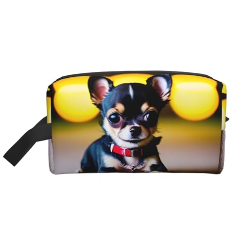 Kosmetiktasche mit Chihuahua-Hundemotiv für Damen, kleine Make-up-Tasche für Geldbörse, Make-up-Tasche, Reise-Make-up-Tasche mit Reißverschluss, Chihuahua-Hund, Einheitsgröße von MDATT