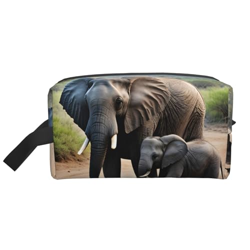 Kosmetiktasche mit Elefant und Baby-Elefant für Damen, kleine Make-up-Tasche für Geldbörse, Make-up-Tasche, Reise-Make-up-Tasche mit Reißverschluss, Elefant und Baby-Elefant, Einheitsgröße von MDATT