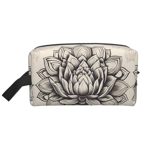 Kosmetiktasche mit Lotusblüte für Damen, kleine Make-up-Tasche für Geldbörse, Make-up-Tasche, Reise-Make-up-Tasche mit Reißverschluss, Weiss/opulenter Garten, Einheitsgröße von MDATT