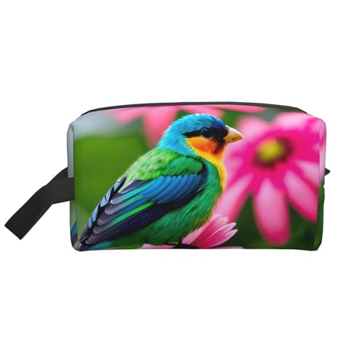 Kosmetiktasche mit bunten Blumen und Vögeln für Damen, kleine Make-up-Tasche für Geldbörse, Make-up-Tasche, Reise-Make-up-Tasche mit Reißverschluss, Bunte Blumen und Vögel, Einheitsgröße von MDATT