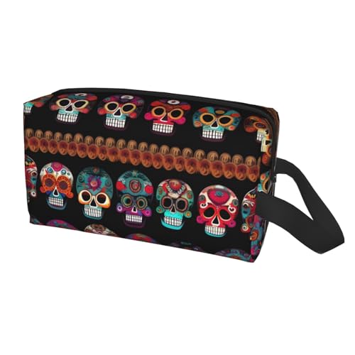 Kosmetiktasche mit mexikanischem Totenkopf-Druck, kleine Make-up-Tasche für Geldbörse, Make-up-Tasche, Reise-Make-up-Tasche mit Reißverschluss, Mexikanischer Totenkopf-Druck, Einheitsgröße von MDATT