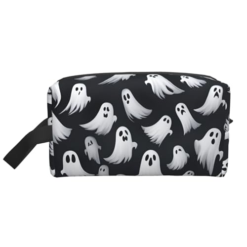 Kosmetiktasche mit niedlichem weißen Geister-Halloween-Muster, kleine Make-up-Tasche für Geldbörse, Make-up-Tasche, Reise-Make-up-Tasche mit Reißverschluss, Niedliches weißes Geister-Halloween-Muster, von MDATT