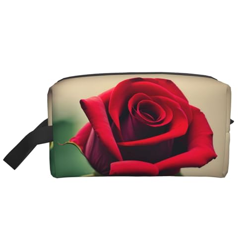 Kosmetiktasche mit roter Rose für Damen, kleine Make-up-Tasche für Geldbörse, Make-up-Tasche, Reise-Make-up-Tasche mit Reißverschluss, A Red Rose1, Einheitsgröße von MDATT