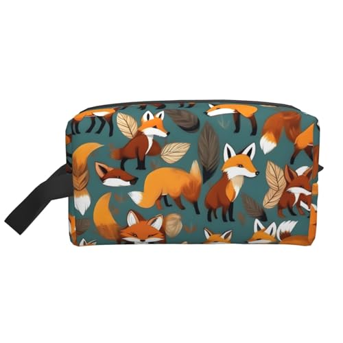 Kosmetiktasche mit vielen Füchsen für Damen, kleine Make-up-Tasche für Geldbörse, Make-up-Tasche, Reise-Make-up-Tasche mit Reißverschluss, Aufdruck "Many Foxes", Einheitsgröße von MDATT