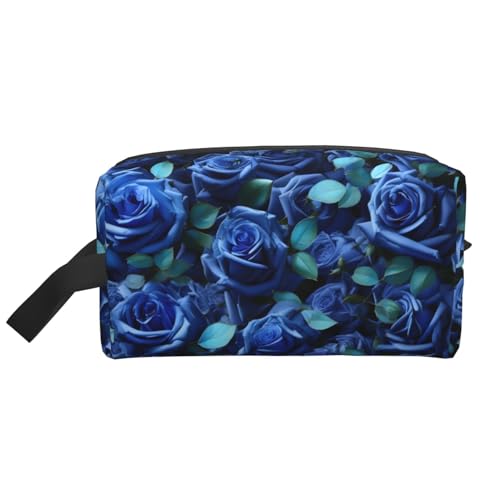 Kosmetiktasche mit vielen blauen Rosen für Damen, kleine Make-up-Tasche für Geldbörse, Make-up-Tasche, Reise-Make-up-Tasche mit Reißverschluss, Viele blaue Rosen, Einheitsgröße von MDATT