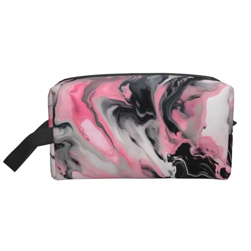 Künstlerische Kosmetiktasche für Damen, rosa abstrakte Tinte, Marmor, Grau, kleine Make-up-Tasche für Geldbörse, Make-up-Tasche, Reise-Make-up-Tasche mit Reißverschluss, Rosa abstrakte Tinte, Marmor, von MDATT