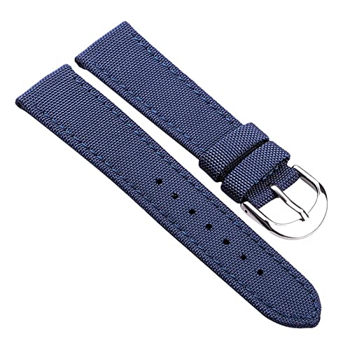 Leinwand Nylon Uhr Band Strap Blue Zwart Green 18 20 22 24mm Uhrenarmband Männer Frauen Mode Ersatz Armbanduhr Zubehör (Color : Blue, Size : 20mm) von MDATT