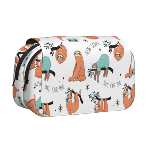 Lustiges Federmäppchen mit niedlichem Tier-Faultier-Musikdruck für Erwachsene, langlebige Stift-Tragetasche, Schwarz , Einheitsgröße, Taschen-Organizer von MDATT