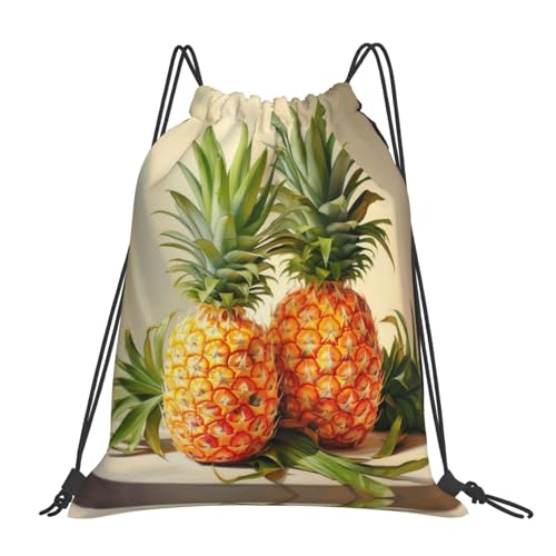 MDATT Ananas-Malerei-Beutel mit Kordelzug, Turnbeutel, Rucksack für Sport, Fitnessstudio, Reisen, Schwimmen, Strand, Ananas-Malerei1, Einheitsgröße, Reiserucksäcke von MDATT