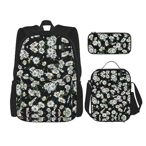 MDATT Beauty Grand Canyon Rucksack für Mädchen Büchertaschen Schule mit Lunchbox und Federmäppchen 3 in 1 Schultaschen Set, Beauty Daisy, Einheitsgröße von MDATT