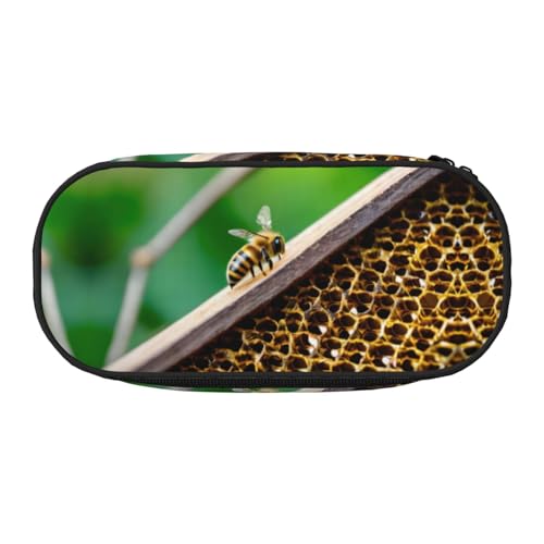 MDATT Bee Flying Großes Federmäppchen, weiches Federmäppchen mit Reißverschluss, tragbares Federmäppchen für Erwachsene, Schwarz , Einheitsgröße, Taschen-Organizer von MDATT