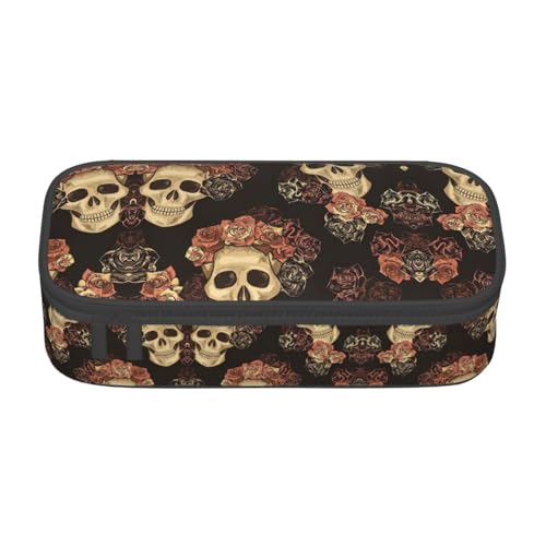 MDATT Buntes Federmäppchen mit Reißverschluss-Tasche, Organizer für Büro, Reisen, Valentinstag, Toasten, Weingläser, Hochzeitsdruck, Rose Skull, Einheitsgröße, Taschen-Organizer von MDATT