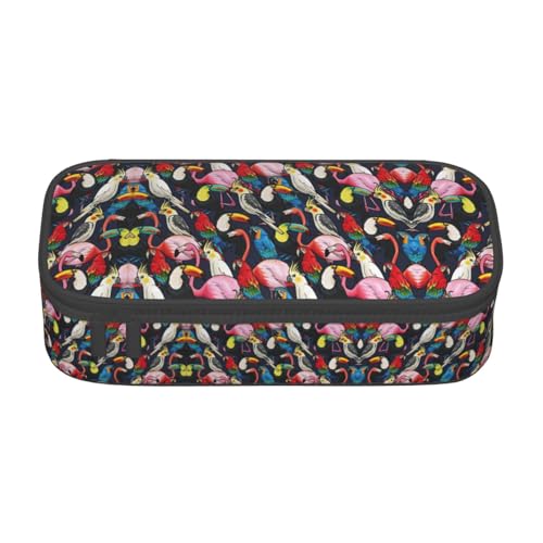 MDATT Buntes Federmäppchen mit Reißverschluss-Tasche, Organizer für Büro, Reisen, mit Lutschern, Weihnachtsbäumen, Cottage-Druck, Flamingo Tropical Wildlife, Einheitsgröße, Taschen-Organizer von MDATT