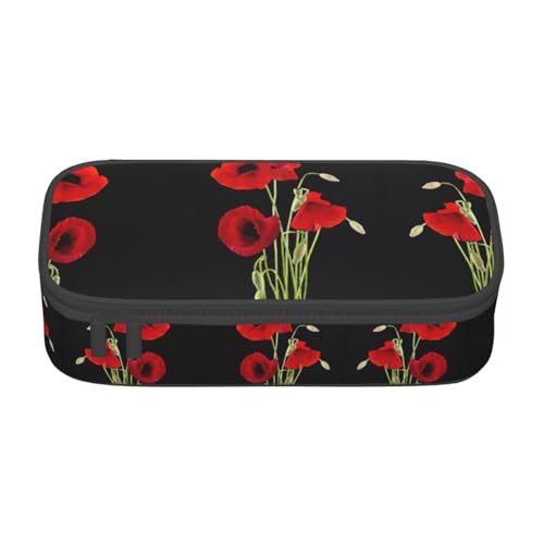 MDATT Farbenfrohes Federmäppchen mit Reißverschluss, Organizer für Büro, Reisen, Blaugrün, Scheunentür, Blumendruck, Red Flower, Einheitsgröße, Taschen-Organizer von MDATT