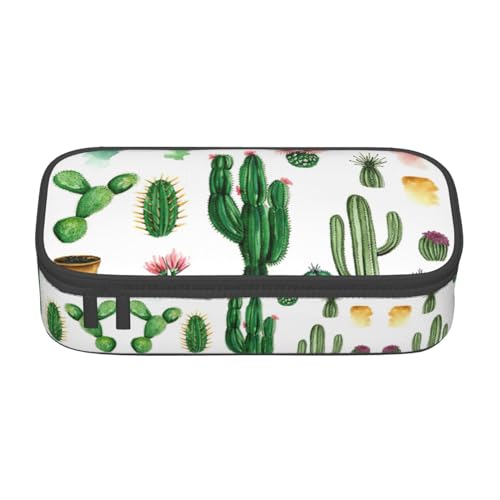 MDATT Farbenfrohes Federmäppchen mit Reißverschluss, Organizer für Büro, Reisen, Blumendruck, Cactus1, Einheitsgröße, Taschen-Organizer von MDATT