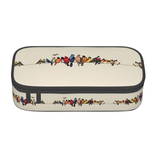 MDATT Farbenfrohes Federmäppchen mit Reißverschlussfach für Büro, Reisen, Blumenmotiv und Schmetterlings-Druck, Bunte Vogel, Einheitsgröße, Taschen-Organizer von MDATT