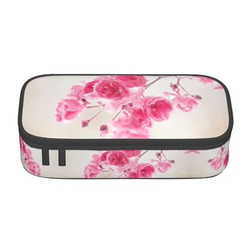 MDATT Farbenfrohes Federmäppchen mit Reißverschlussfach für Büro, Reisen, mit violettem Himmels-Galaxie-Druck, Rosa Blumen, Einheitsgröße, Taschen-Organizer von MDATT