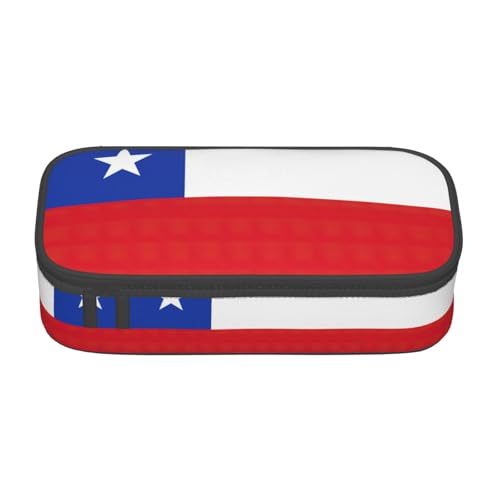 MDATT Federmäppchen, Motiv: Flagge von Chile, mehrere Schlitze, niedliches tragbares Stifteetui, Stifteetui für Schule, Büro, Schwarz , Einheitsgröße, Taschen-Organizer von MDATT