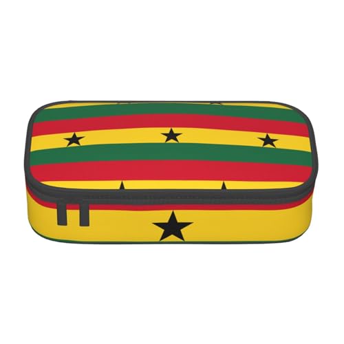MDATT Federmäppchen, Motiv: Flagge von Ghana, mehrere Schlitze, niedliches tragbares Stifteetui, Stifteetui für Schule, Büro, Schwarz , Einheitsgröße, Taschen-Organizer von MDATT
