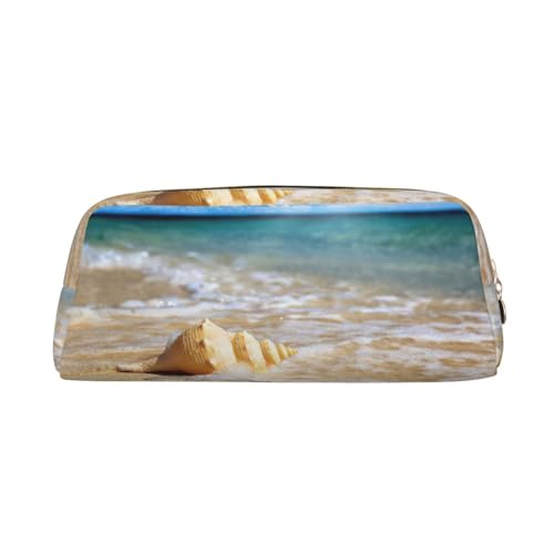 MDATT Federmäppchen aus Leder mit Meereswellen-Motiv, niedliches Federmäppchen für Studenten, Reißverschlusstasche für Stifte, Bleistifte, Marker, gold, Einheitsgröße, Kosmetiktasche von MDATT