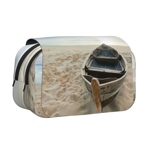 MDATT Federmäppchen für Erwachsene, Motiv: Boot, Strand, Sonnenaufgang, Zeitdruck, strapazierfähige Stifte-Tragetasche, Schwarz , Einheitsgröße, Taschen-Organizer von MDATT