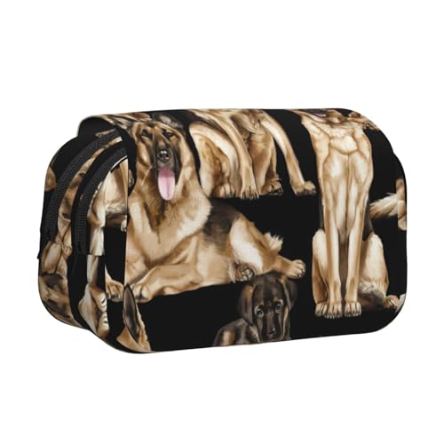 MDATT Federmäppchen mit Aufdruck Deutscher Schäferhund für Erwachsene, langlebige Stift-Tragetasche, Schwarz , Einheitsgröße, Taschen-Organizer von MDATT
