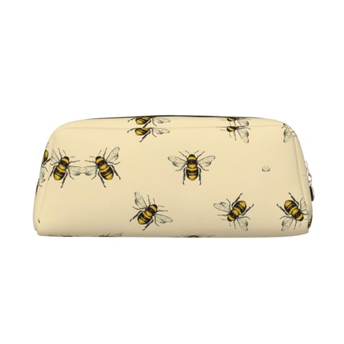 MDATT Federmäppchen mit Bienen-Motiv, niedliches Leder-Federmäppchen für Studenten, Reißverschlusstasche für Stifte, Bleistifte, Marker, gold, Einheitsgröße, Kosmetiktasche von MDATT
