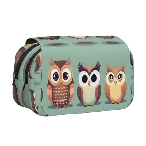 MDATT Federmäppchen mit Cartoon-Eulen-Motiv, niedlicher Druck, für Erwachsene, langlebige Stift-Tragetasche, Schwarz , Einheitsgröße, Taschen-Organizer von MDATT