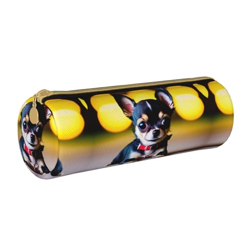 MDATT Federmäppchen mit Chihuahua-Hundemotiv, Mehrzweck-Schreibwaren-Tasche für Schüler und Studenten, weiß, Einheitsgröße, Taschen-Organizer von MDATT