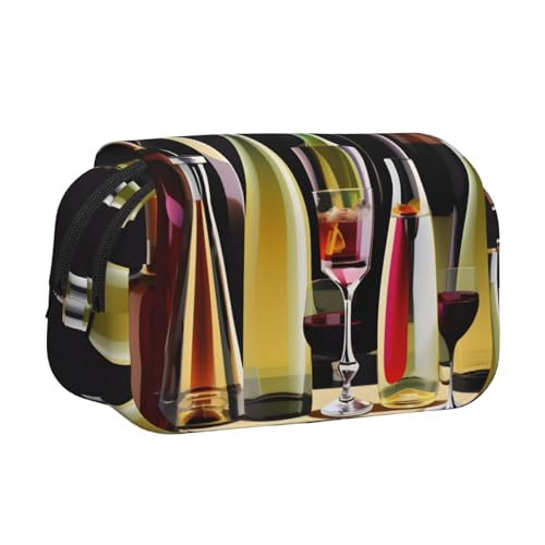 MDATT Federmäppchen mit Cocktailgläsern und Weinflaschen für Erwachsene, langlebige Stifte-Tragetasche, Schwarz , Einheitsgröße, Taschen-Organizer von MDATT