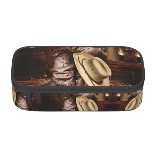 MDATT Federmäppchen mit Cowboy-Hut und Westernstiefeln, mehrere Schlitze, niedliches tragbares Stifteetui, Stifteetui für Schule, Büro, Schwarz , Einheitsgröße, Taschen-Organizer von MDATT