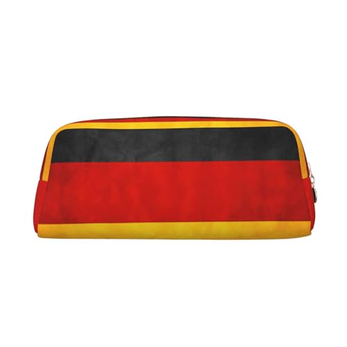 MDATT Federmäppchen mit Deutschland-Flagge, niedliches Leder-Federmäppchen für Studenten, Reißverschlusstasche für Stifte, Bleistifte, Marker, gold, Einheitsgröße, Kosmetiktasche von MDATT