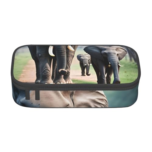 MDATT Federmäppchen mit Elefantenfamilie, großes Fassungsvermögen, Federmäppchen, Stiftetasche mit 4 Fächern, für Männer und Frauen von MDATT