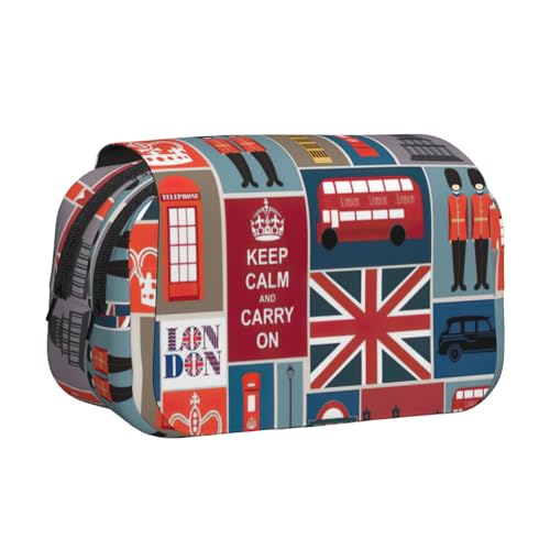 MDATT Federmäppchen mit England-Symbolen, für Erwachsene, langlebige Stift-Tragetasche, Schwarz , Einheitsgröße, Taschen-Organizer von MDATT