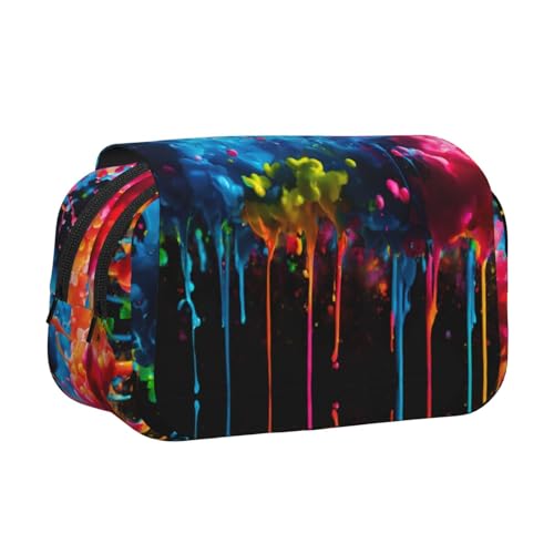 MDATT Federmäppchen mit Farbspritzer-Hintergrund, 2 Drucken, für Erwachsene, langlebige Stifte-Tragetasche, Schwarz , Einheitsgröße, Taschen-Organizer von MDATT